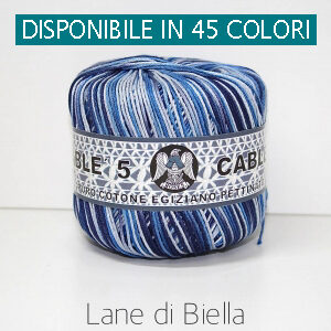 Gomitolo Puro Cotone Perlè Cables Multicolore Azzurro