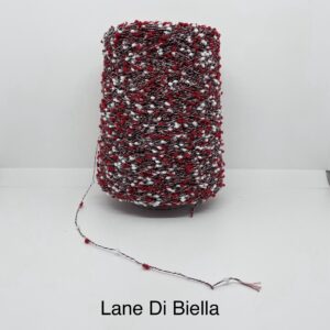 Rocca Misto Cotone Bianco/ Rosso Bottonato Gr.300 Titolo 5200 (Gr.100/ Mt.520) Campionatura Da Collezione Alta Moda CT 1244