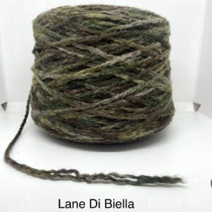 Rocca Misto Lana K2 Ritorto Effetto Catena Verde Oliva/Beige/Marrone Chiaro e Scuro Gr. 950  Titolo 0900 (100 Gr./ 90 Mt.) Campionatura Da Collezione ML 1199